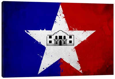 San Antonio, Texas Fresh Paint City Flag Canvas Art Print - Flags Collection