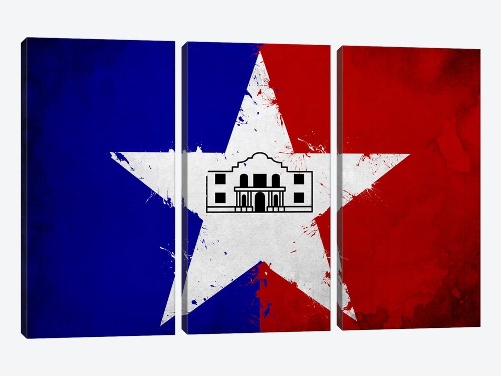 San Antonio, Texas Fresh Paint City Flag by iCanvas 3-piece Art Print