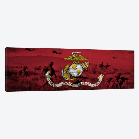 U.S. Marine Corps Flag (Unit On The Move Background) Canvas Print #FLG732} by iCanvas Canvas Artwork