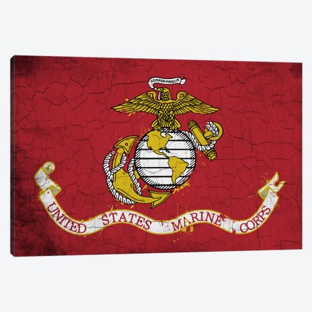 U.S. Marine Corps Crackled Flag Canvas Print #FLG733} by iCanvas Canvas Artwork