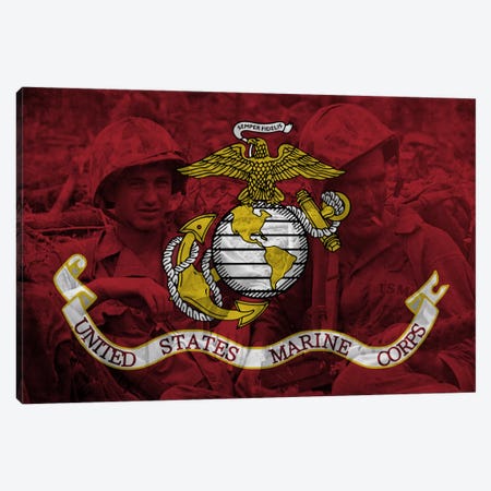 U.S. Marine Corps Flag (Brothers In Arms Background) Canvas Print #FLG734} by iCanvas Art Print