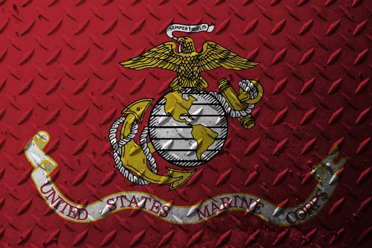 U.S. Marine Corps Flag (Diamond Plate Background) by iCanvas wall art