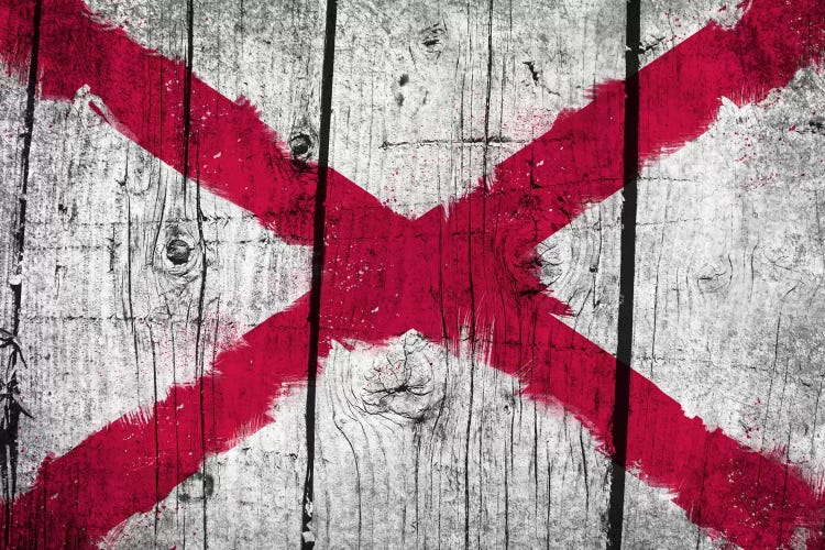 Alabama Fresh Paint State Flag on Wood Planks