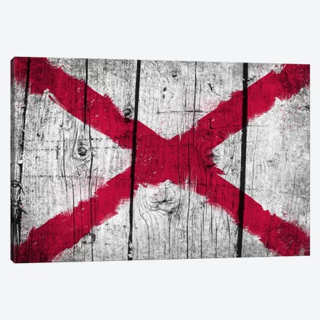 Alabama Fresh Paint State Flag on Wood Planks Canvas Print #FLG743} by iCanvas Canvas Print