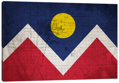 Denver, Colorado (Roadway Blueprint) II Canvas Art Print - Flags Collection