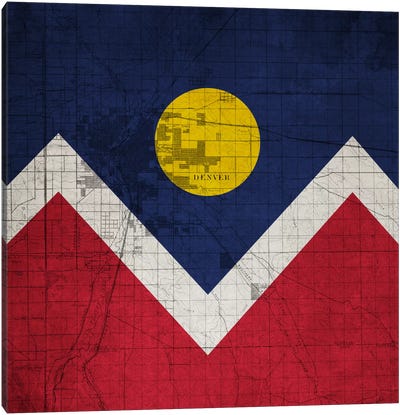Denver, Colorado (Roadway Blueprint) I Canvas Art Print - U.S. State Flag Art
