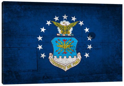 U.S. Air Force Flag (Riveted Fighter Jet Panel Background) I Canvas Art Print