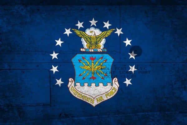 5by5collective: U.S. Air Force Flag (Riveted Fighter Jet Panel Background) I by 5by5collective