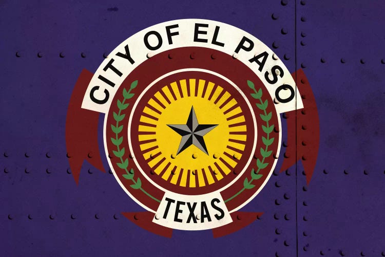 El Paso, Texas City Flag on Riveted Metal by iCanvas wall art