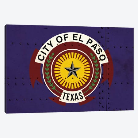El Paso, Texas City Flag on Riveted Metal Canvas Print #FLG81} by iCanvas Canvas Artwork