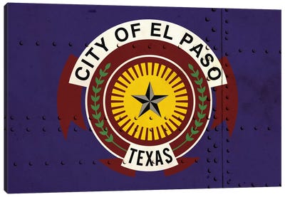 El Paso, Texas City Flag on Riveted Metal Canvas Art Print - Flags Collection