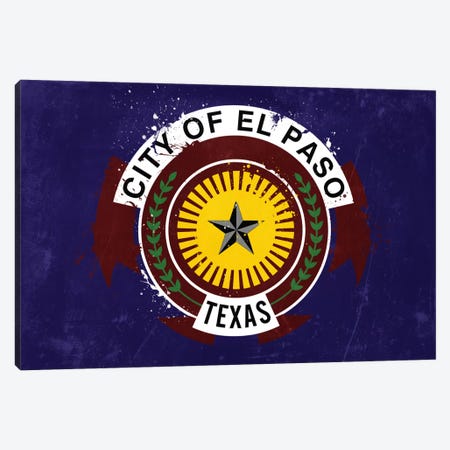 El Paso, Texas Fresh Paint City Flag Canvas Print #FLG83} by 5by5collective Canvas Art