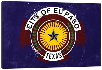 El Paso, Texas Fresh Paint City Flag Canvas Art Print - Flags Collection