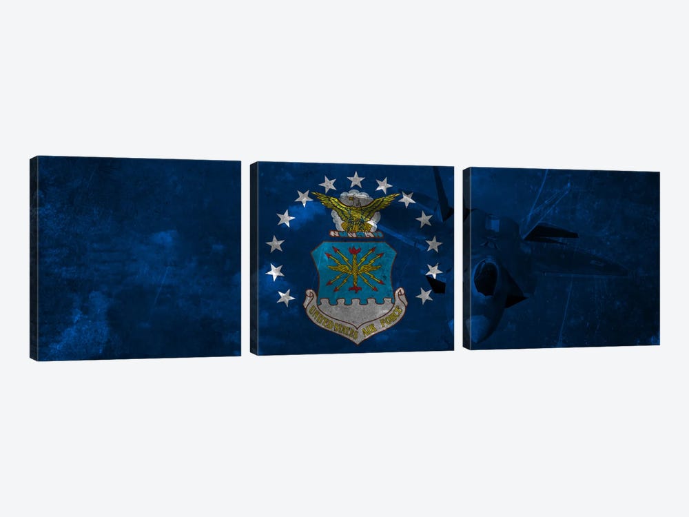 U.S. Air Force Flag (F-22 Raptor Background) II by iCanvas 3-piece Canvas Art