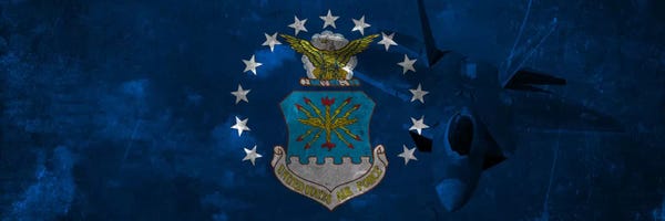 Air Force: U.S. Air Force Flag (F-22 Raptor Background) II by iCanvas