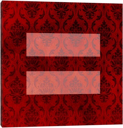 LGBT Human Rights & Equality Flag (Floral Damask) Canvas Art Print - Flags Collection