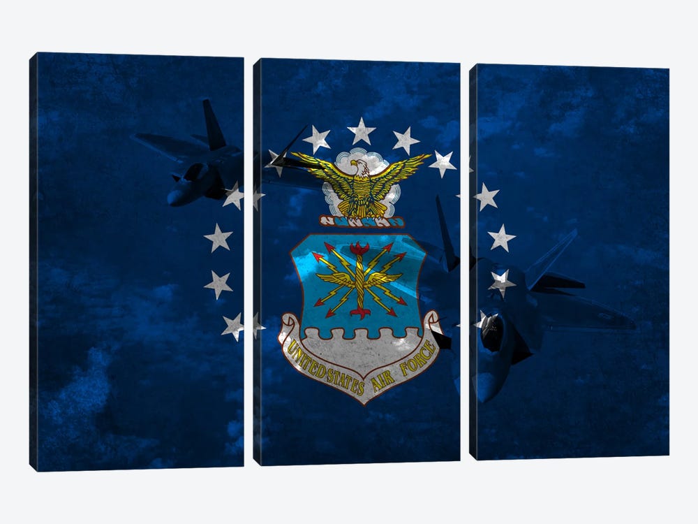 U.S. Air Force Flag (F-22 Raptor Background) 3-piece Art Print