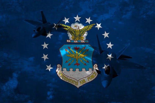 By Air: U.S. Air Force Flag (F-22 Raptor Background) by iCanvas