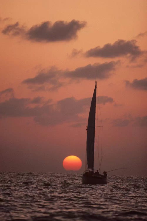 Sailboat Adrift At Sunset, Sri Lanka