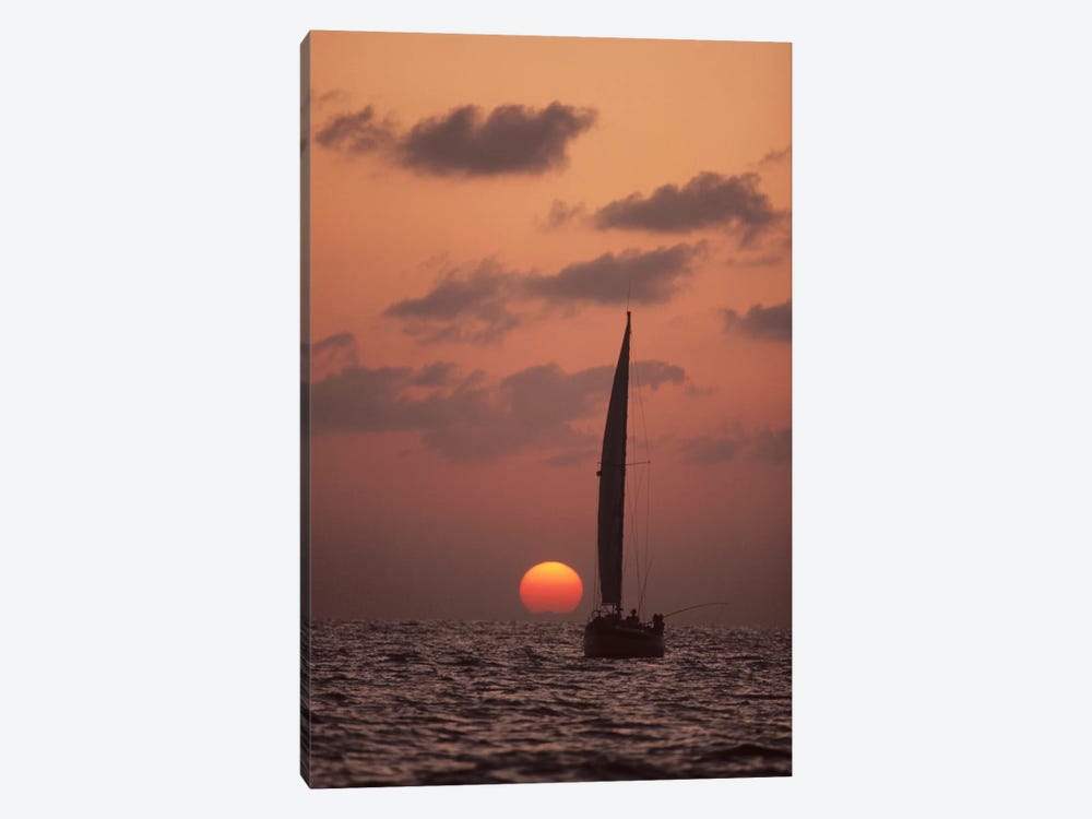 Sailboat Adrift At Sunset, Sri Lanka by Flip Nicklin 1-piece Canvas Art Print
