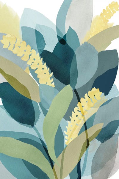 Minimalist Bohemian Decor: Yellow Teal Floral II by Flora Kouta