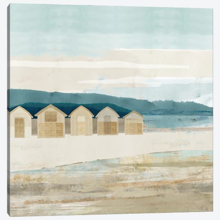 Stone Bay Huts I Canvas Print #FLK136} by Flora Kouta Art Print