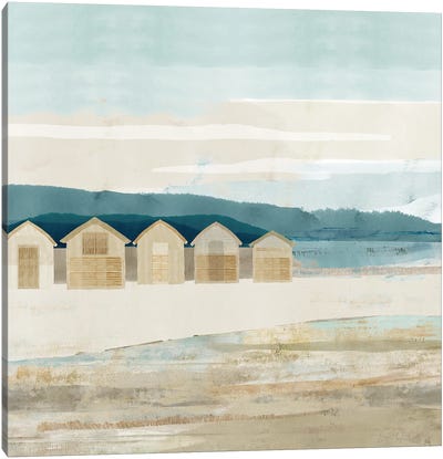 Stone Bay Huts I Canvas Art Print - Coastal & Ocean Abstract Art