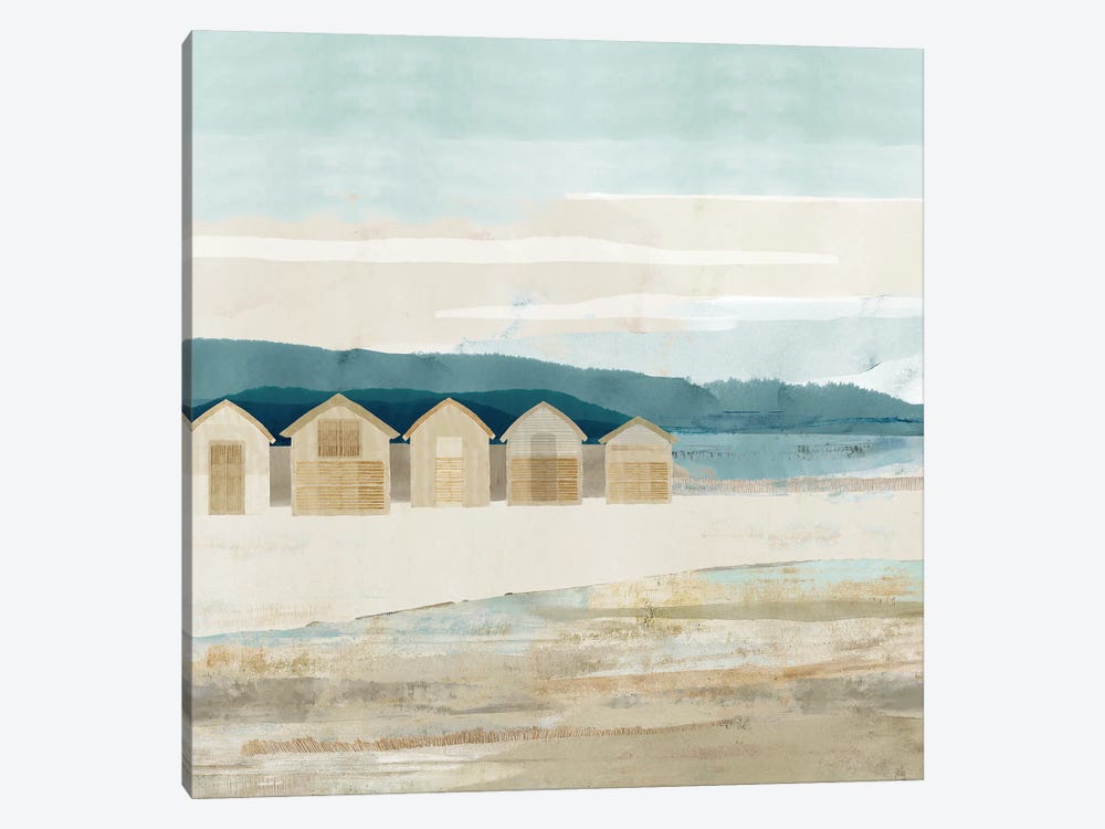 Stone Bay Huts I by Flora Kouta 1-piece Canvas Art Print
