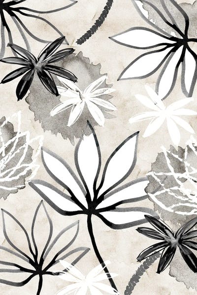 Minimalist Bohemian Decor: Monochrome Flowers I by Flora Kouta