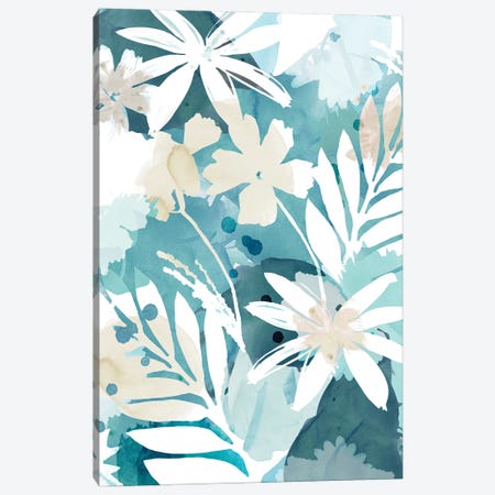 Soft Blue Floral I Canvas Print #FLK151} by Flora Kouta Canvas Wall Art