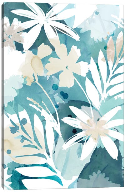Soft Blue Floral I Canvas Art Print - Flora Kouta