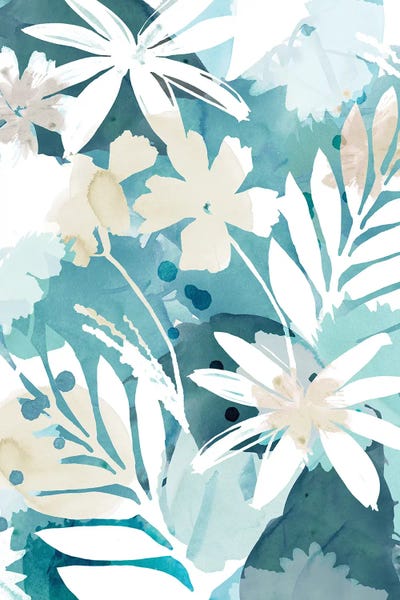 Flora Kouta: Soft Blue Floral I by Flora Kouta