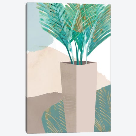 Teal Palm I Canvas Print #FLK1} by Flora Kouta Canvas Wall Art