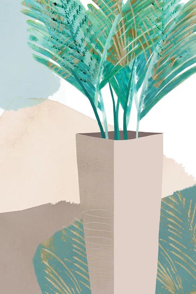 Flora Kouta: Teal Palm I by Flora Kouta