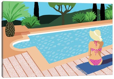 Pool Days I Canvas Art Print - Women's Swimsuit & Bikini Art