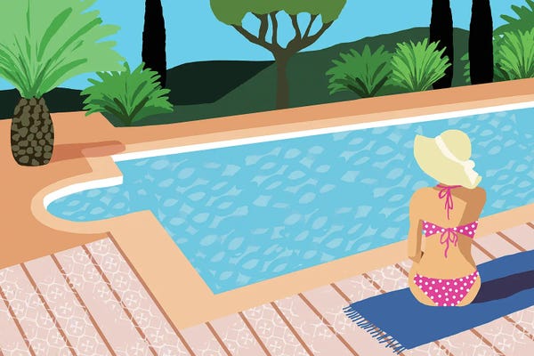 Zen Bedroom: Pool Days I by Flora Kouta