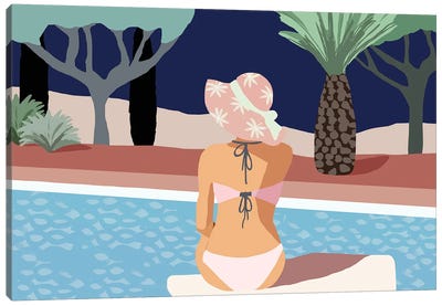 Pool Days II Canvas Art Print - Women's Swimsuit & Bikini Art