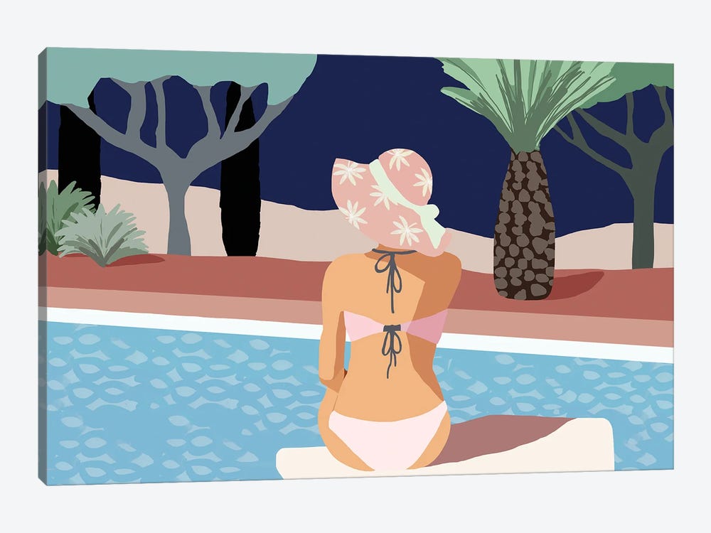 Pool Days II by Flora Kouta 1-piece Canvas Art Print