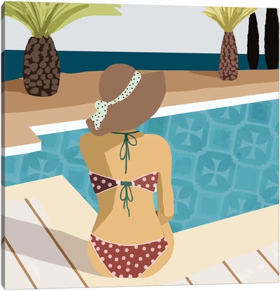 Pool Days III Canvas Art Print - Women's Swimsuit & Bikini Art