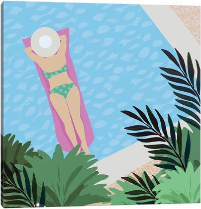 Pool Days V Canvas Art Print - Women's Swimsuit & Bikini Art