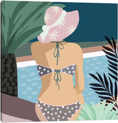 Pool Days VI Canvas Art Print - Women's Swimsuit & Bikini Art