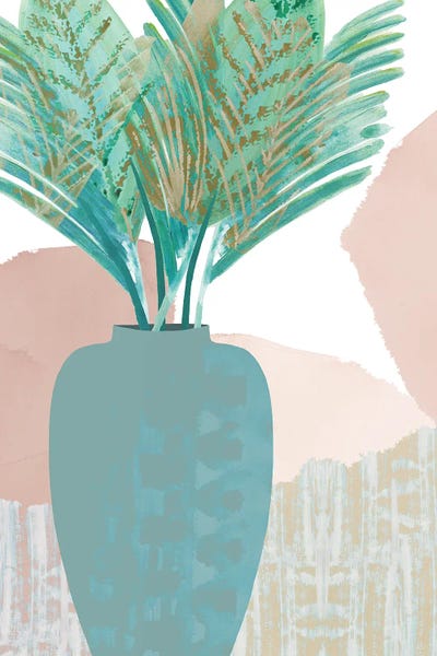 Flora Kouta: Teal Palm II by Flora Kouta