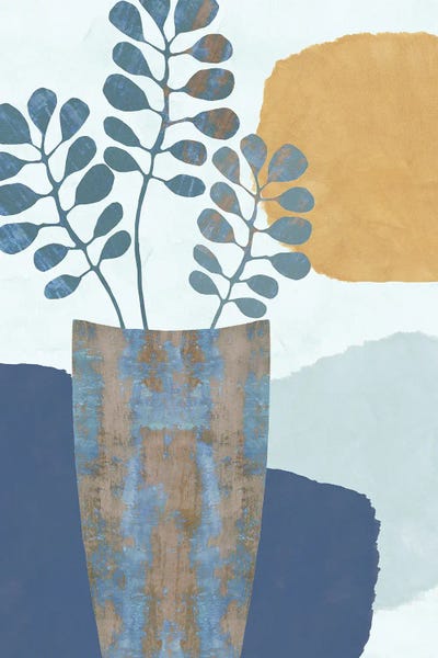 Indigo Yellow Still Life III by Flora Kouta framed wall art