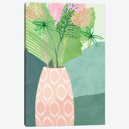 Colourful Palm Vase I Canvas Print #FLK5} by Flora Kouta Art Print