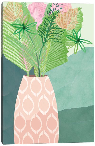 Colourful Palm Vase I Canvas Art Print - Flora Kouta