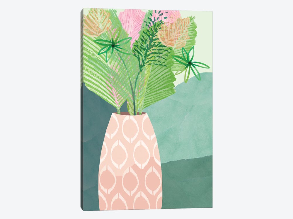Colourful Palm Vase I by Flora Kouta 1-piece Canvas Art Print
