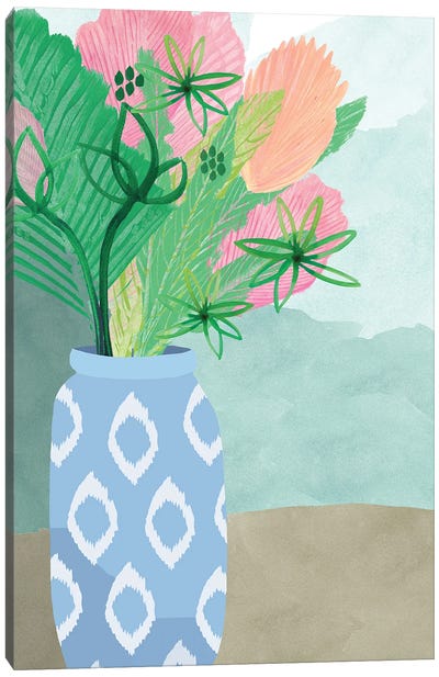 Colourful Palm Vase II Canvas Art Print - Flora Kouta