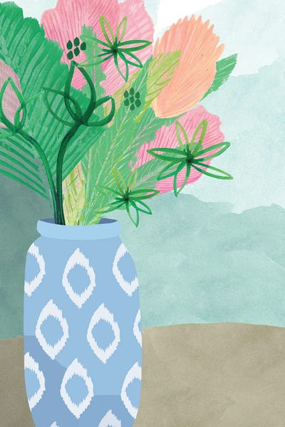 Flora Kouta: Colourful Palm Vase II by Flora Kouta