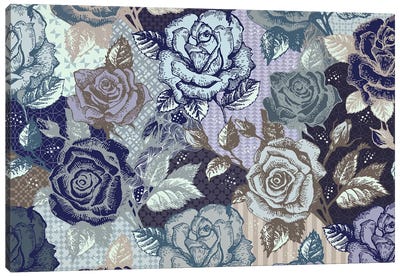 Roses & Patterns Canvas Art Print - Floral Pattern Collection