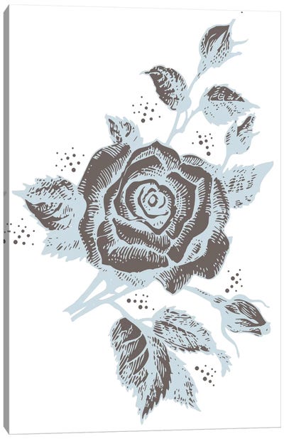 Rose (Brown&Gray) Canvas Art Print - Blue & Gray Art